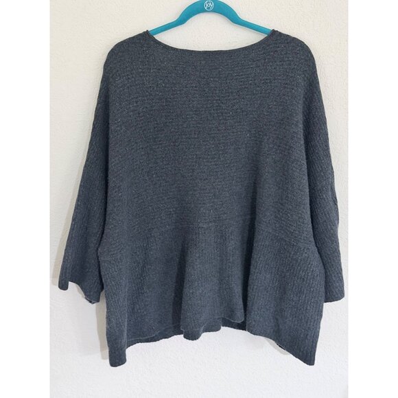 Pure Jill Wool Blend Knit Poncho Sweater XL Gray Pockets Oversized Boxy Relaxed - Picture 3 of 9